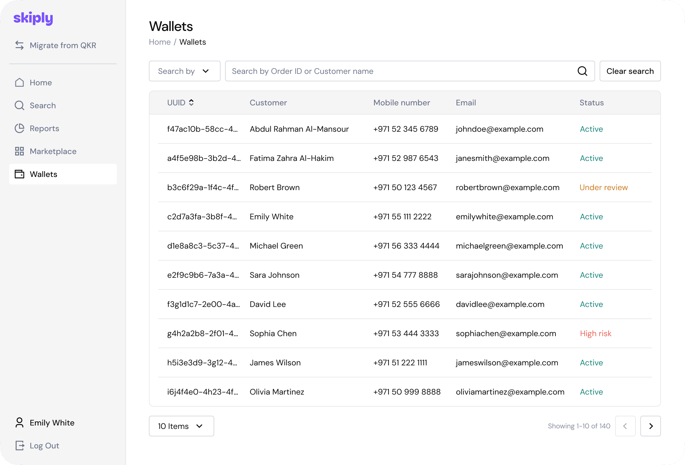 Skiply Portal app screens