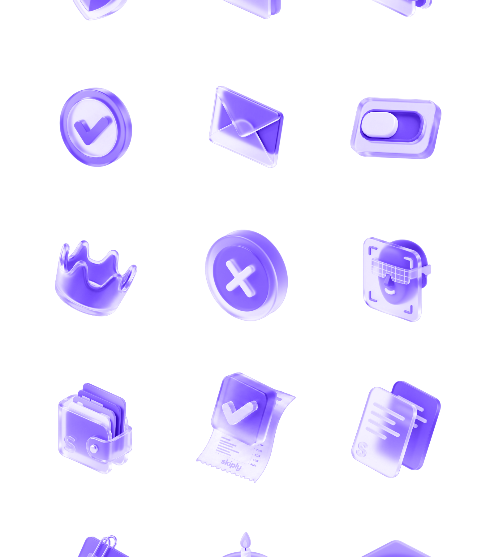 Skiply three-dimensional brand icons